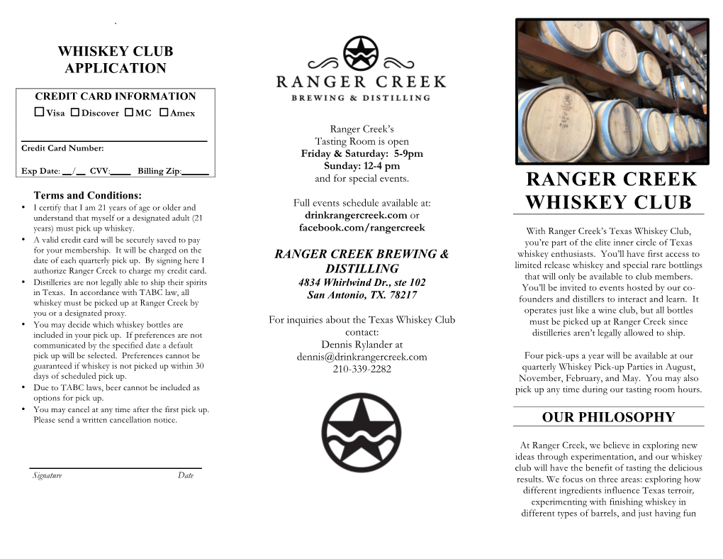 Ranger Creek Whiskey Club