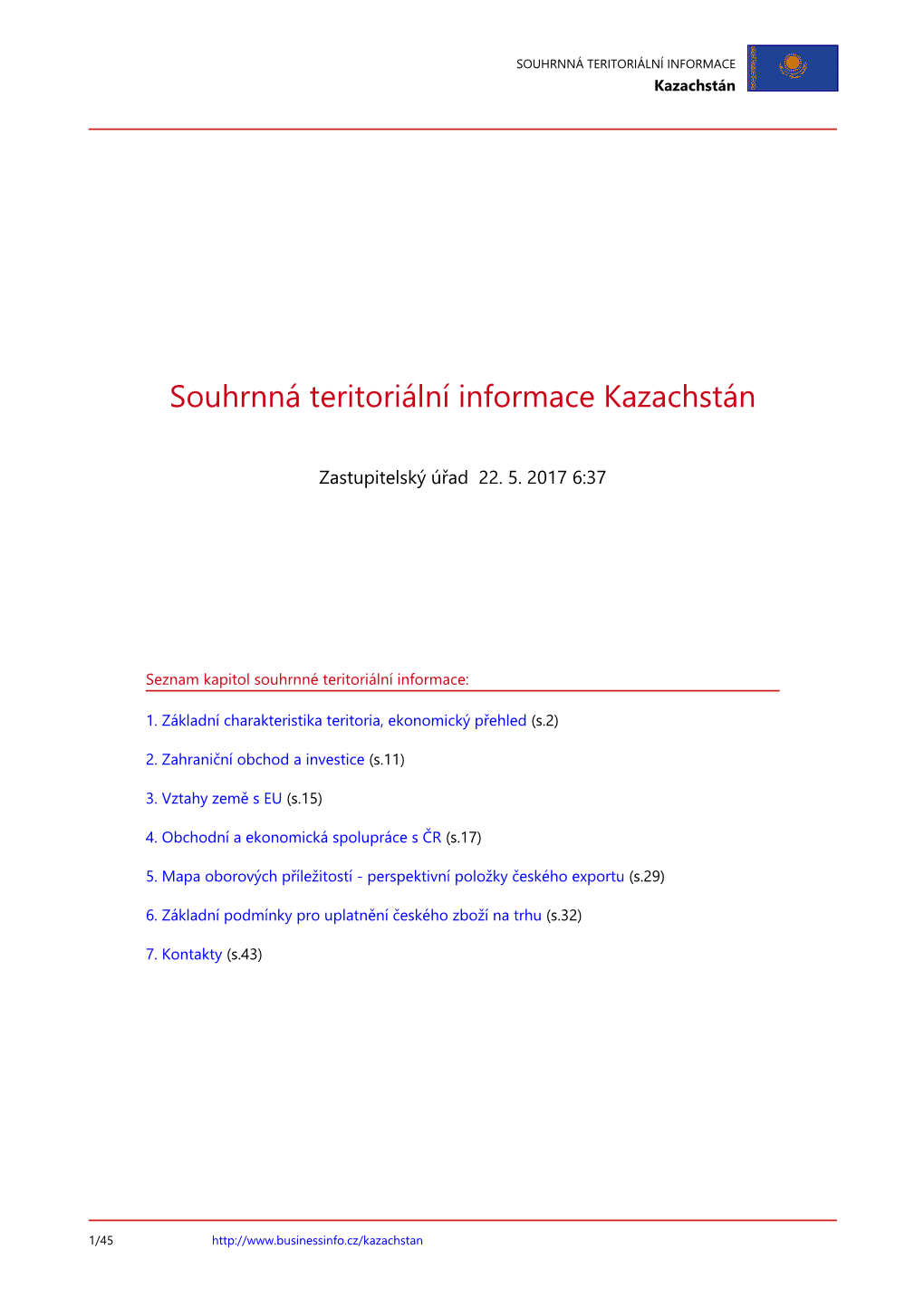 Souhrnná Terirotální Informace Kazachstán