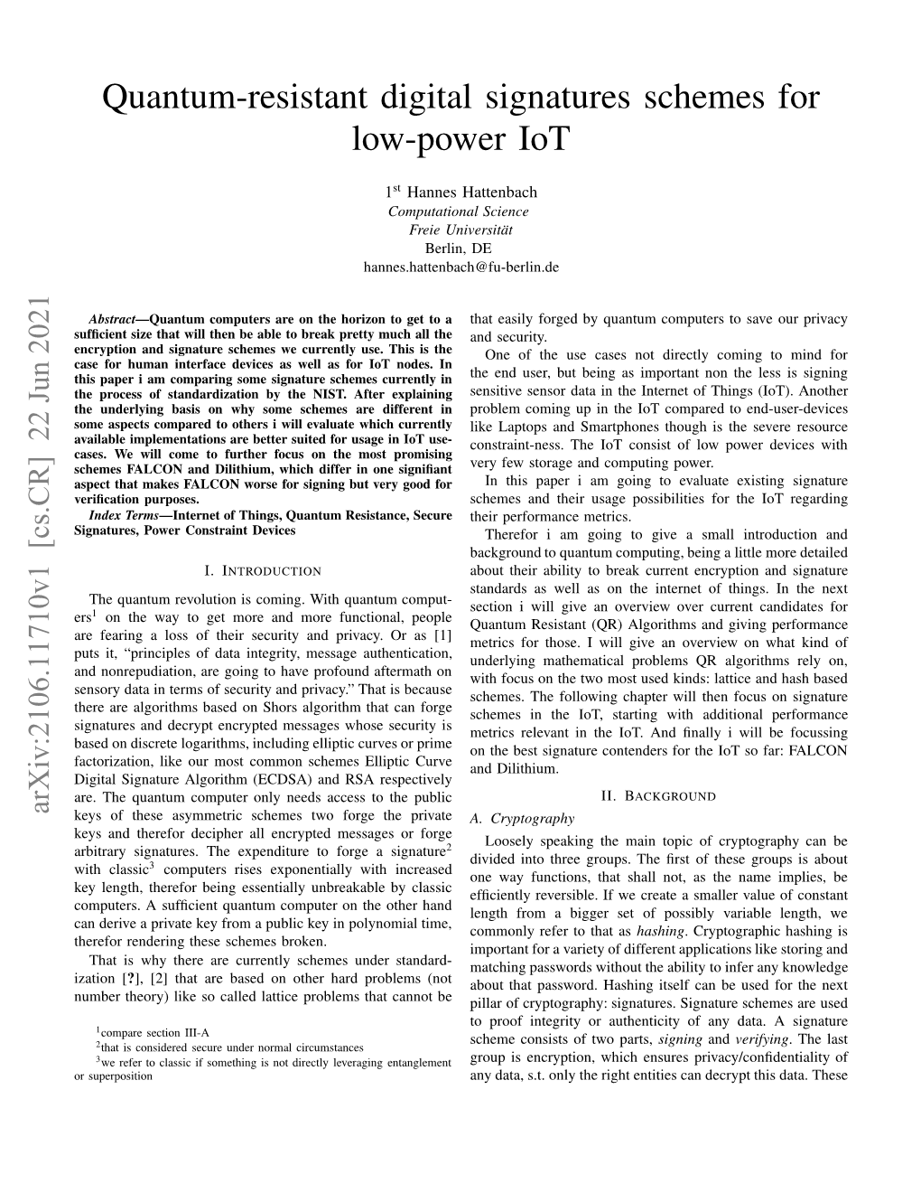 Quantum-Resistant Digital Signatures Schemes for Low-Power