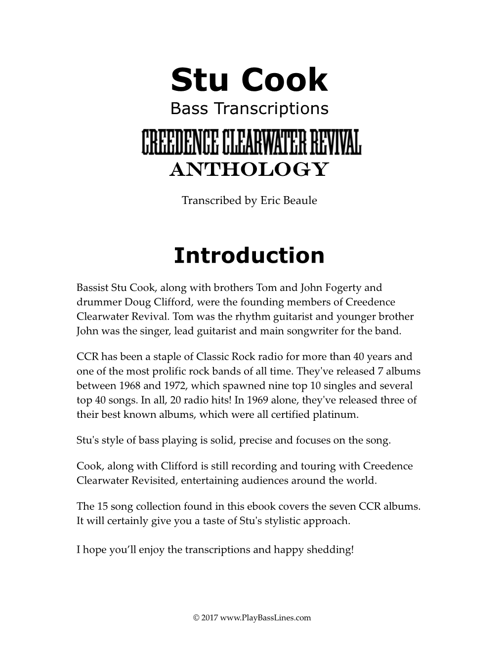 Stu Cook Bass Transcriptions