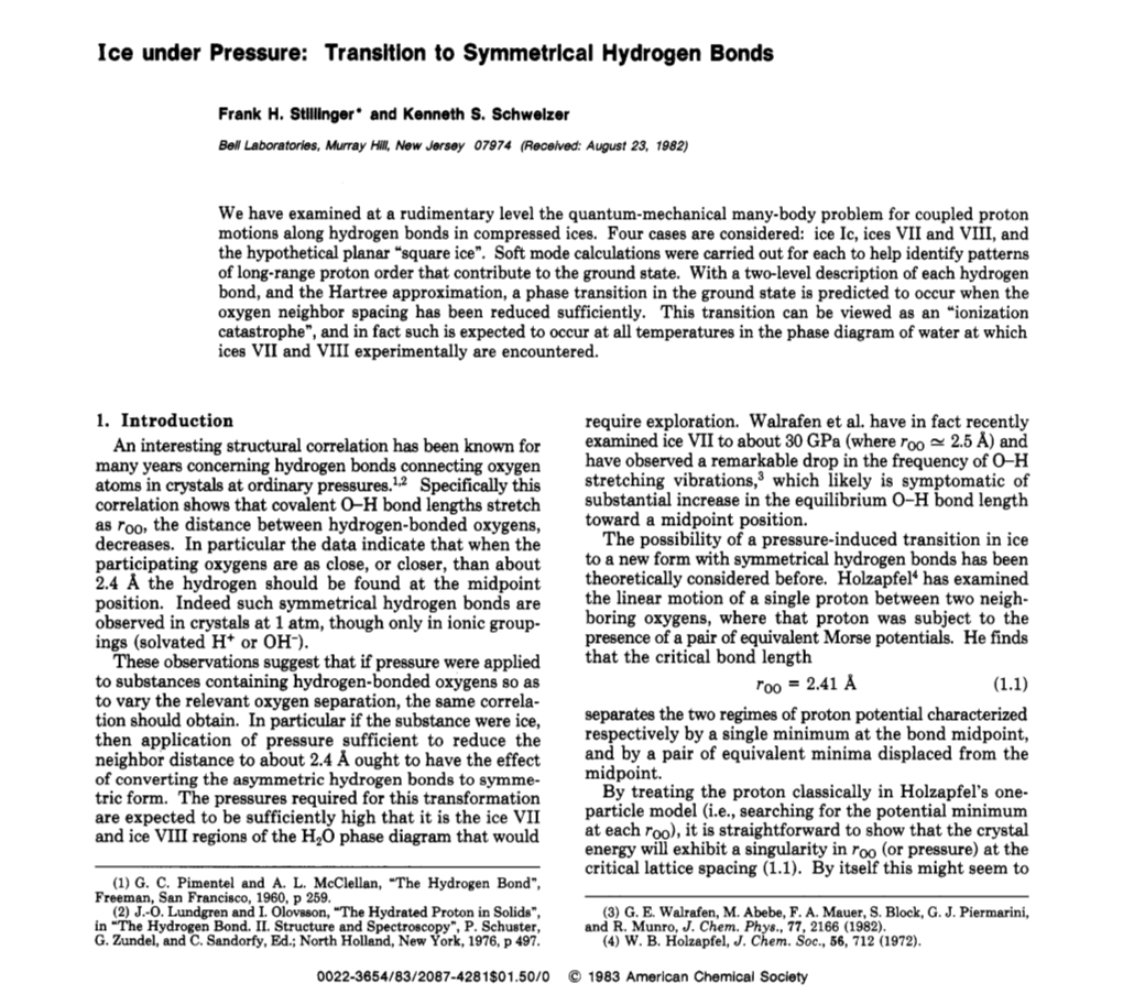 Ice Under Pressure: Transition to Symmetrical Hydrogen Bonds