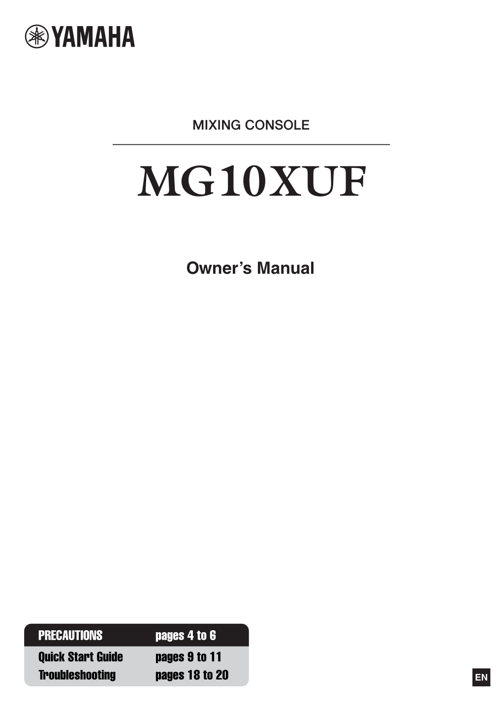 MG10XUF Owner's Manual