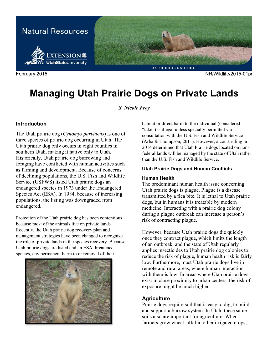 Utah Prairie Dogs on Private Lands