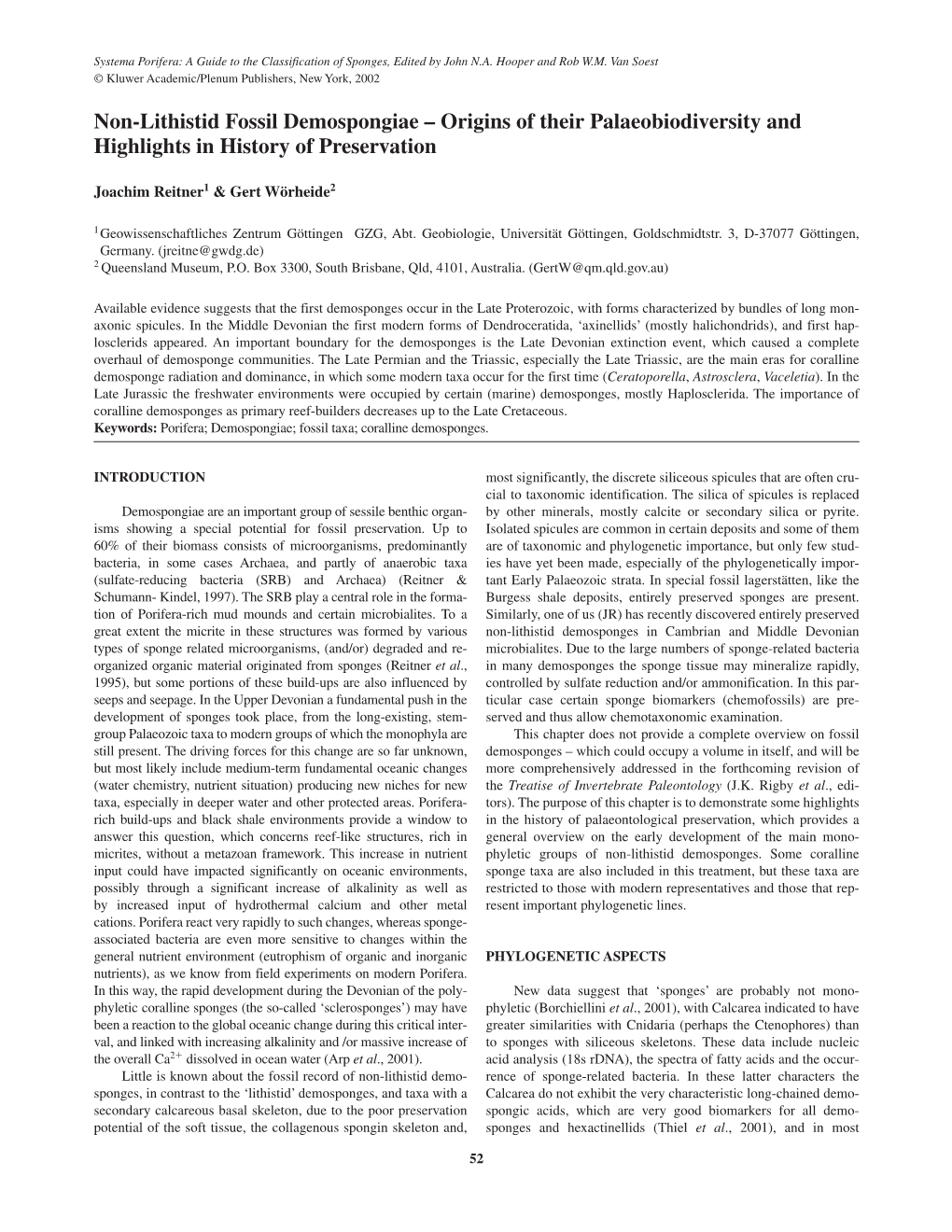 Non-Lithistid Fossil Demospongiae – Origins of Their Palaeobiodiversity and Highlights in History of Preservation