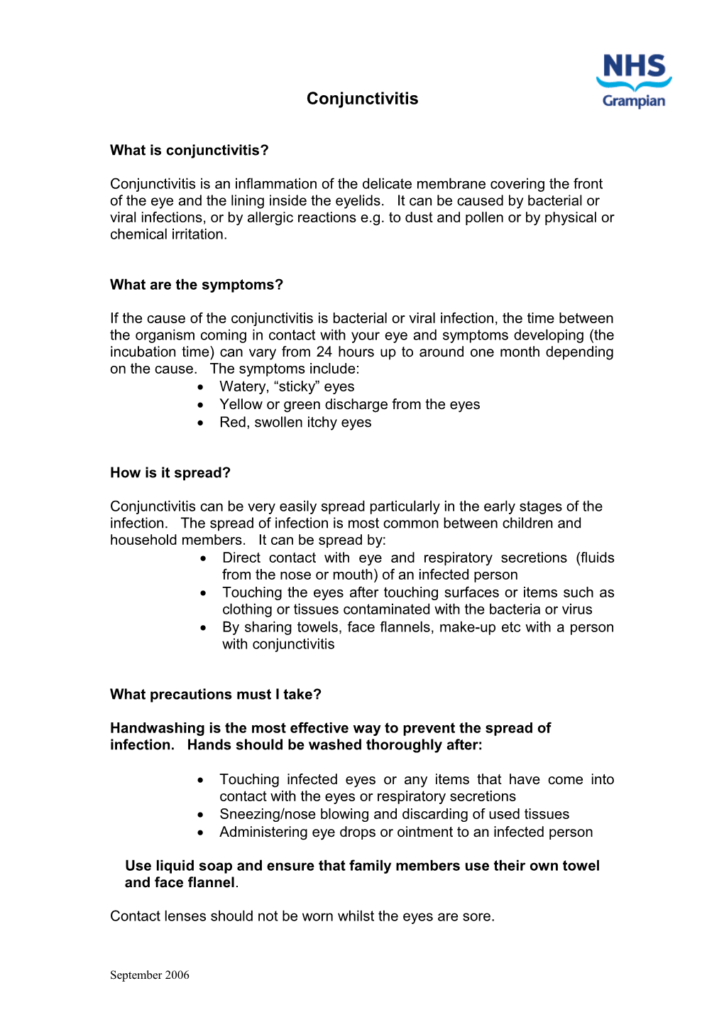 Conjunctivitis Patient Leaflet