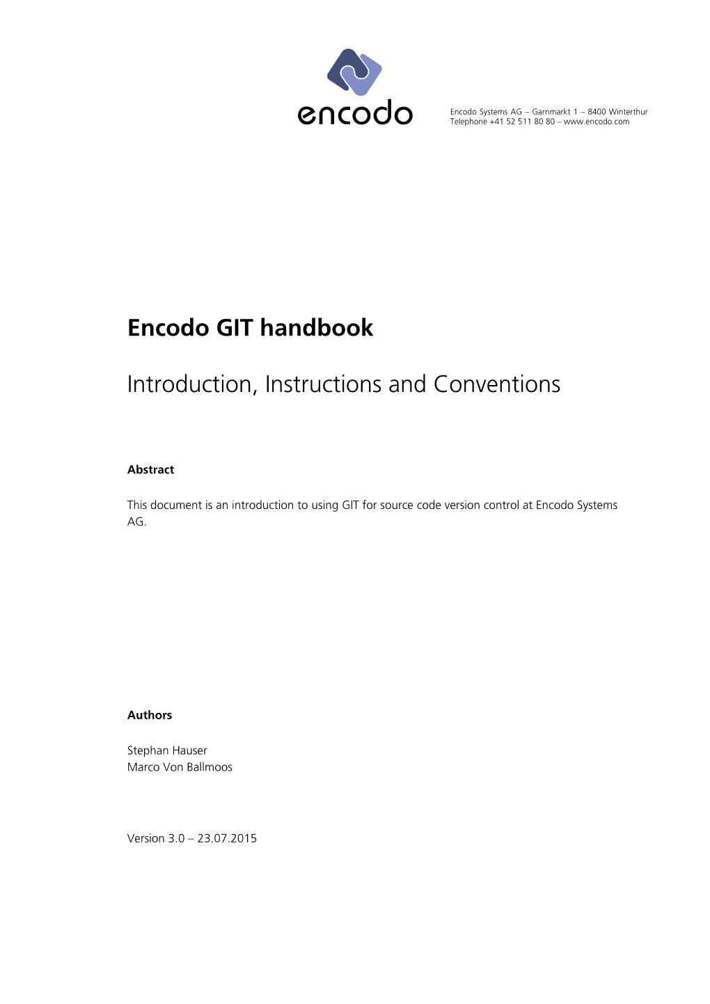 Encodo GIT Handbook