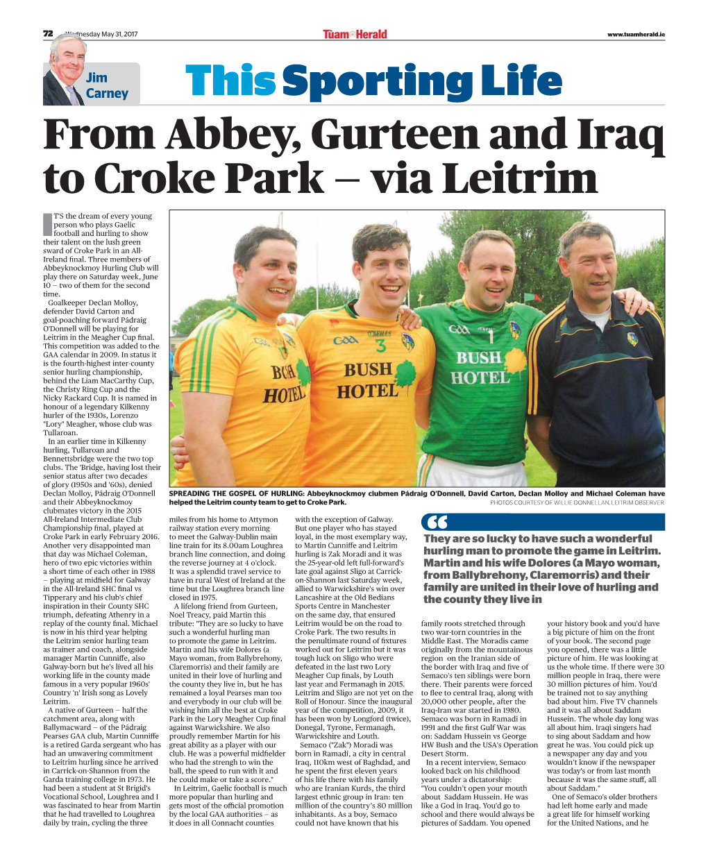 This Sporting Life from Abbey, Gurteen and Iraq to Croke Park — Via Leitrim