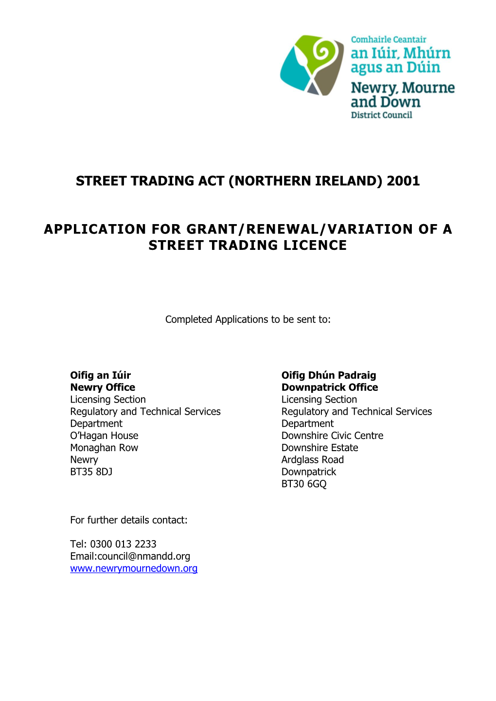 Street Trading Act (Northern Ireland) 2001