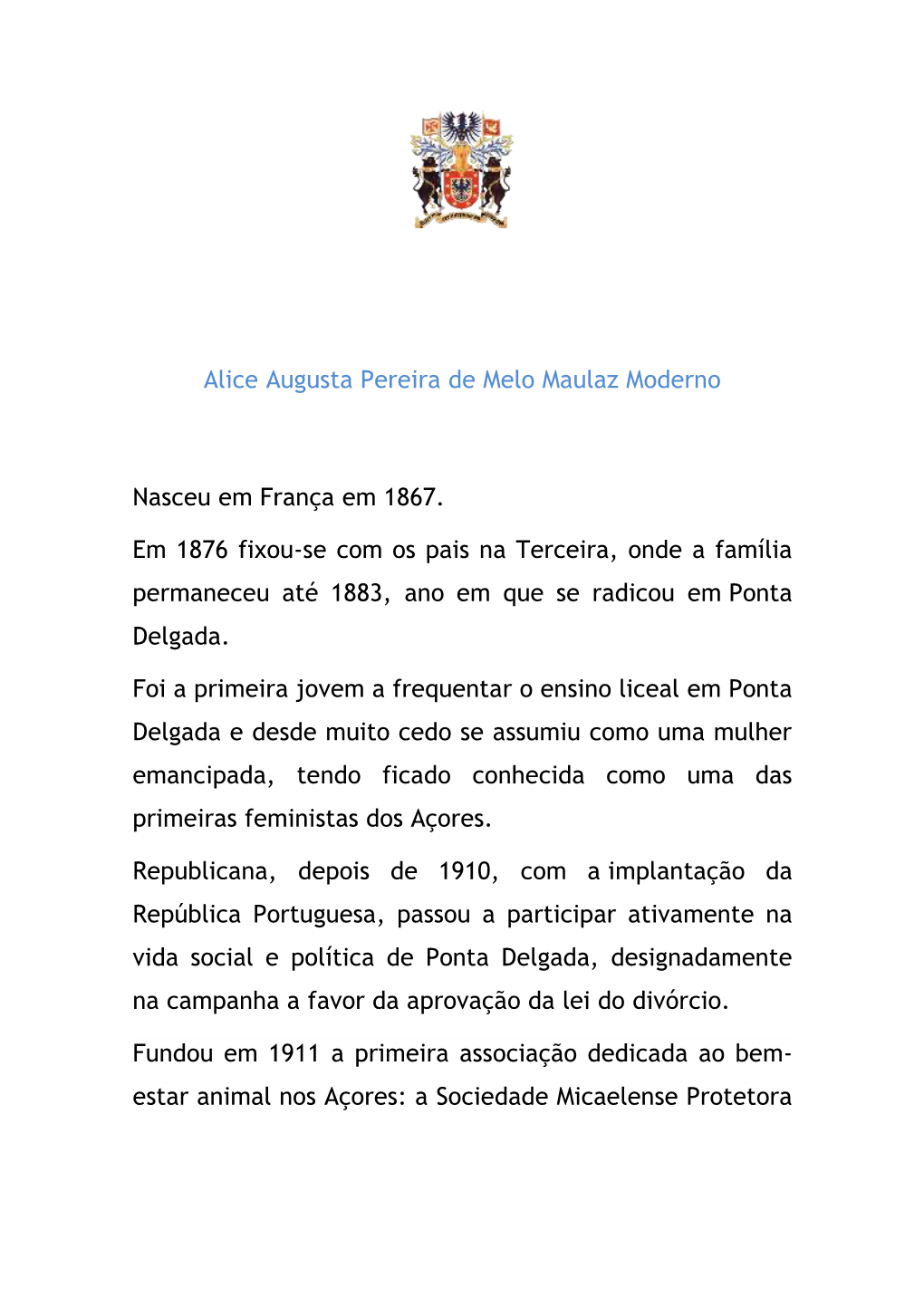 Alice Augusta Pereira De Melo Maulaz Moderno Nasceu Em França Em