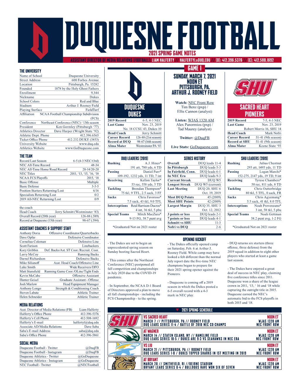 Game 1 Duquesne Dukes Sacred Heart Pioneers