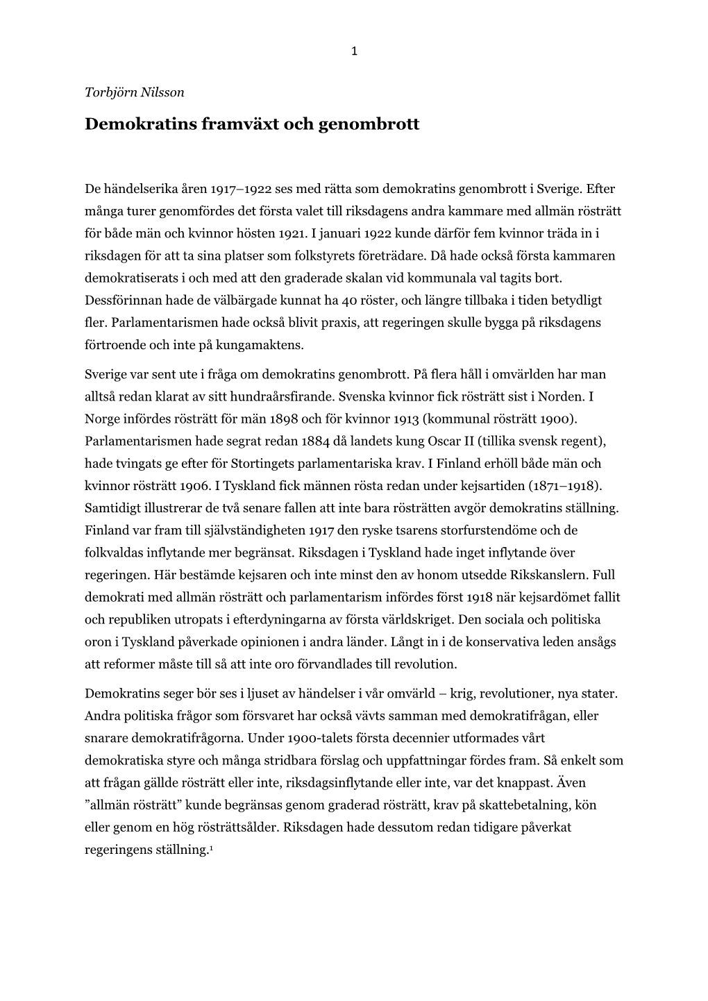 Demokratins Framväxt Och Genombrott (Pdf)