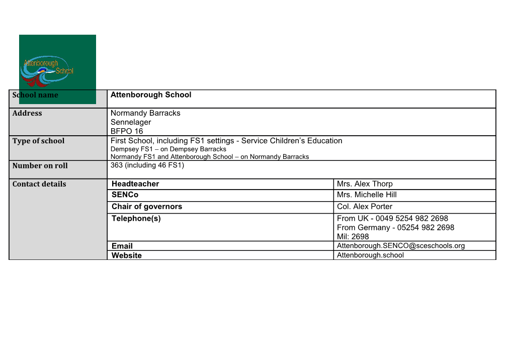 For Further Information on SEN, Please Refer to the SEN Pages on Attenborough S Website