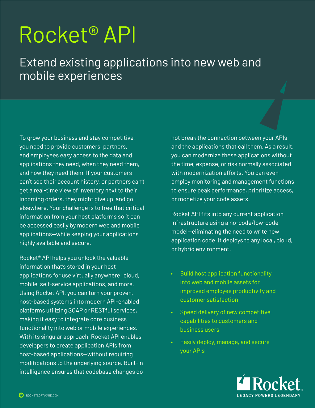 Rocket® API Extend Existing Applications Into New Web and Mobile Experiences