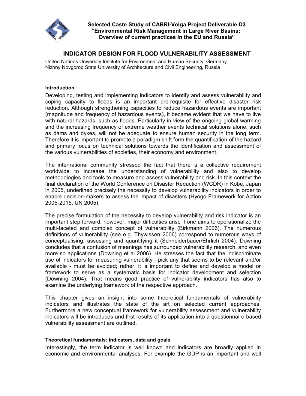 Indicator Design For Flood Vulnerability Assessment