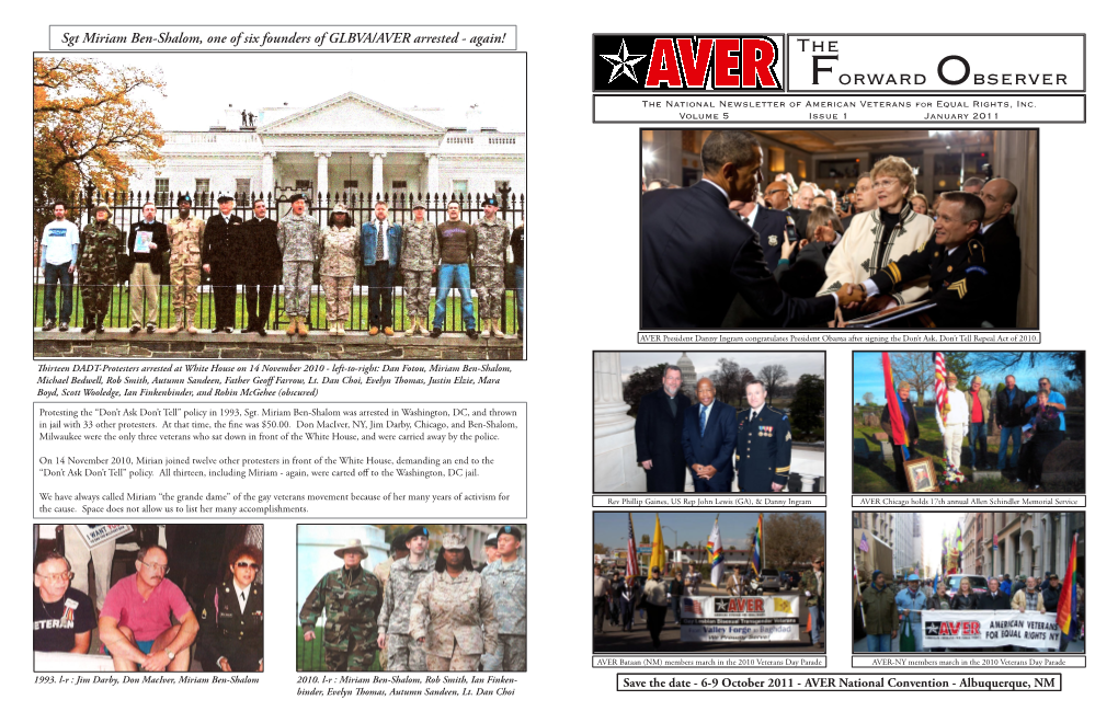 The Forward Observer the National Newsletter of American Veterans for Equal Rights, Inc