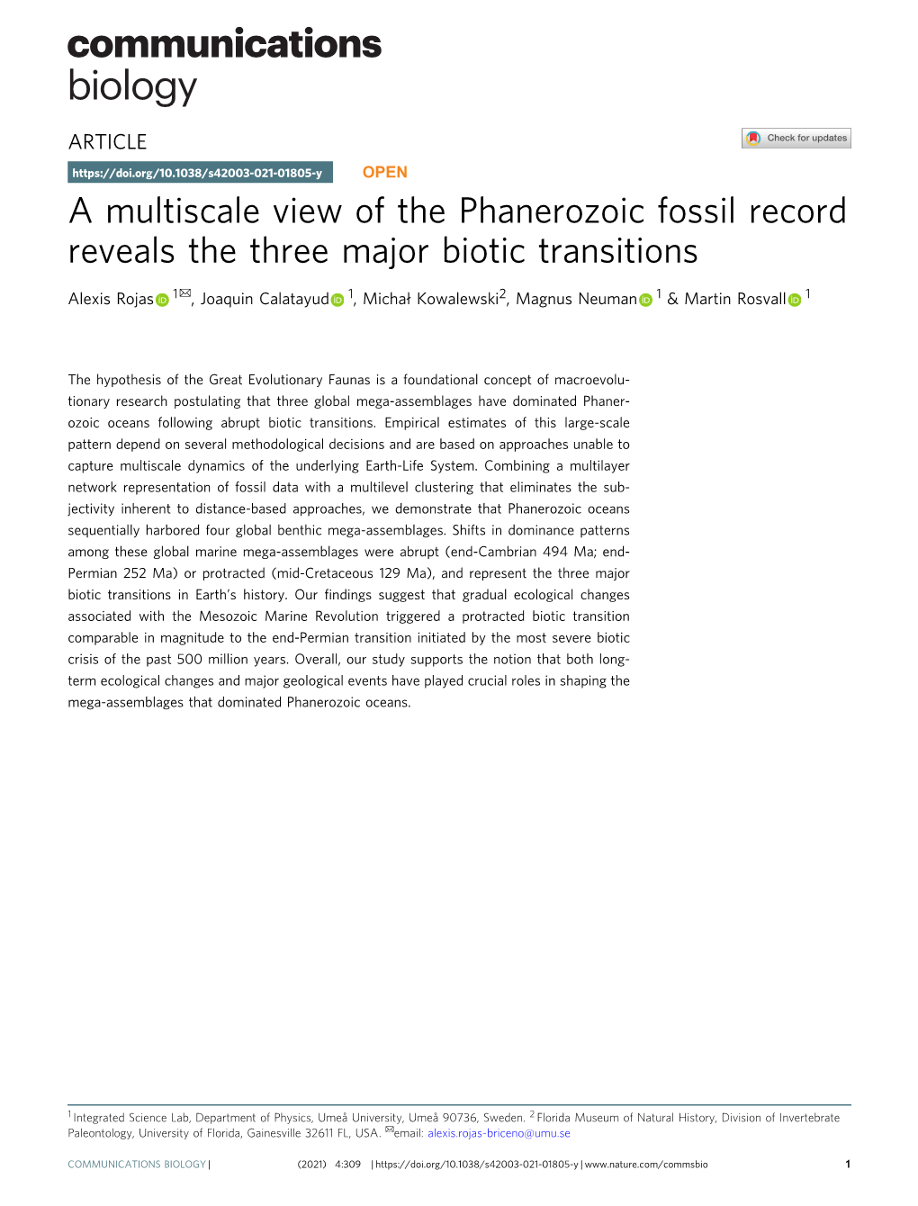 A Multiscale View of the Phanerozoic Fossil Record Reveals the Three Major