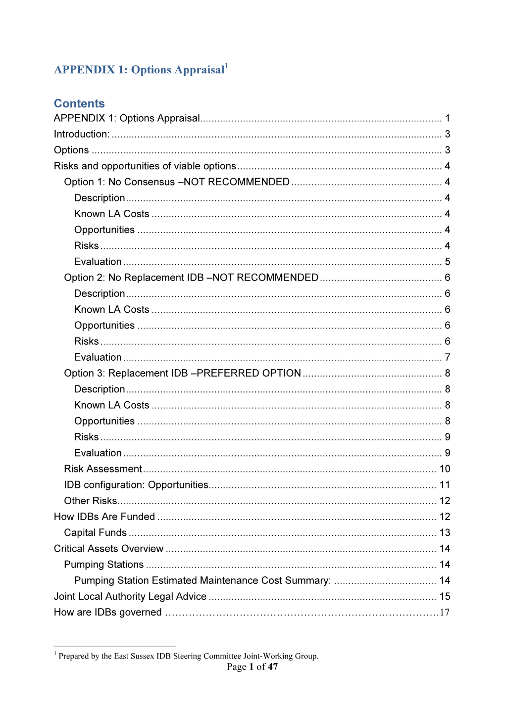 111 Internal Drainage Boards App 1 Options Appraisal , Item 46. PDF 2 MB