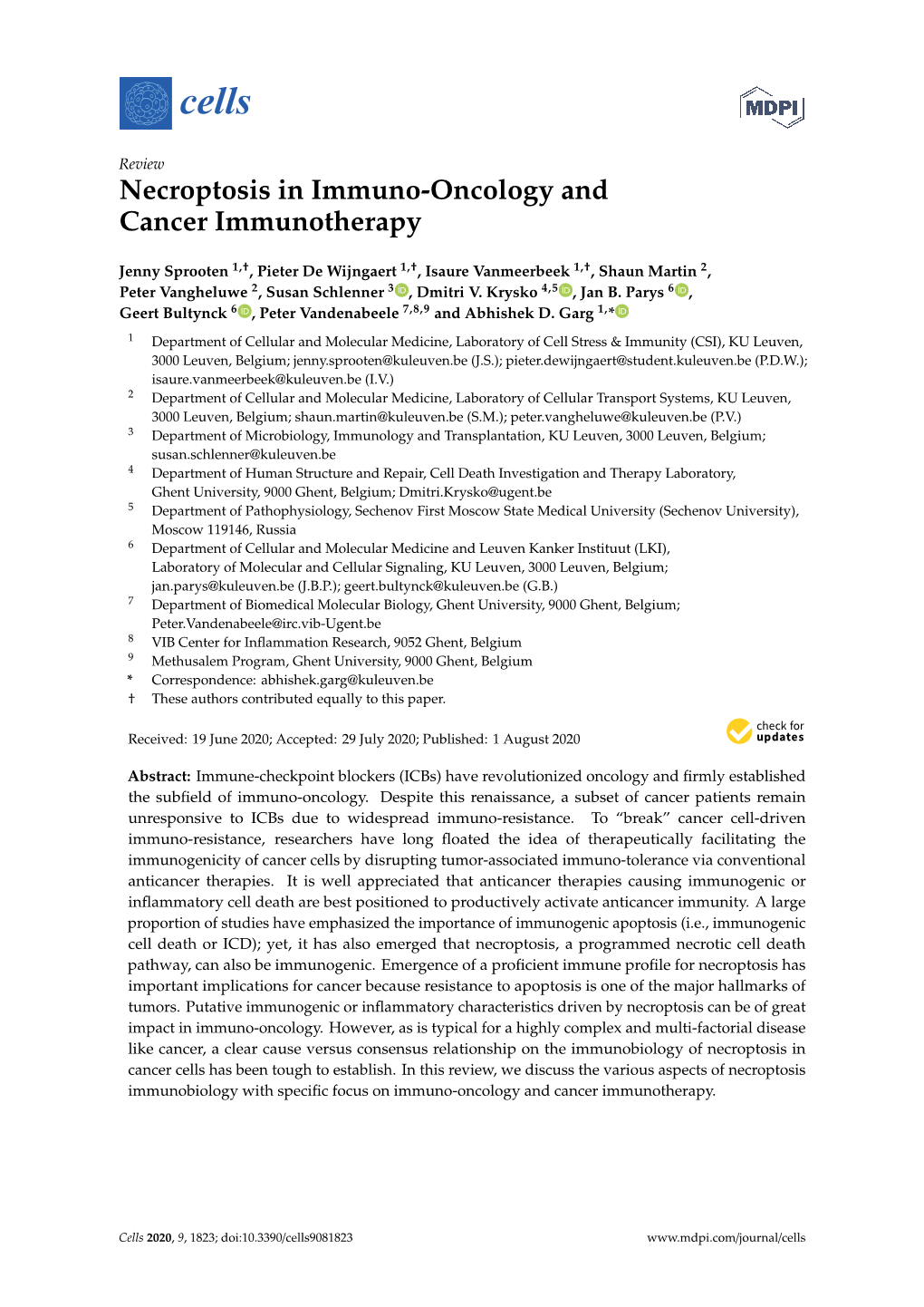 Necroptosis in Immuno-Oncology and Cancer Immunotherapy