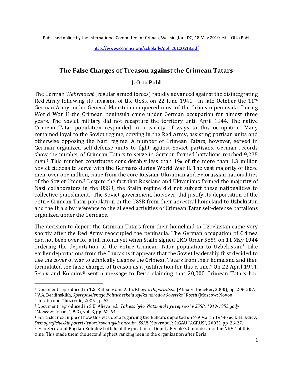 The False Charges of Treason Against the Crimean Tatars