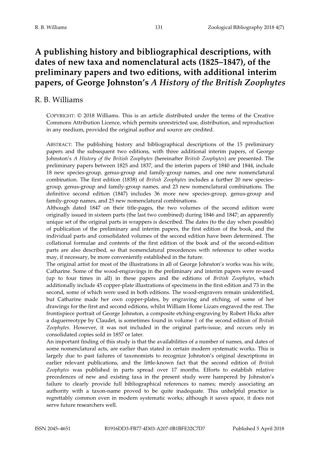 A Publishing History and Bibliographical Descriptions, With