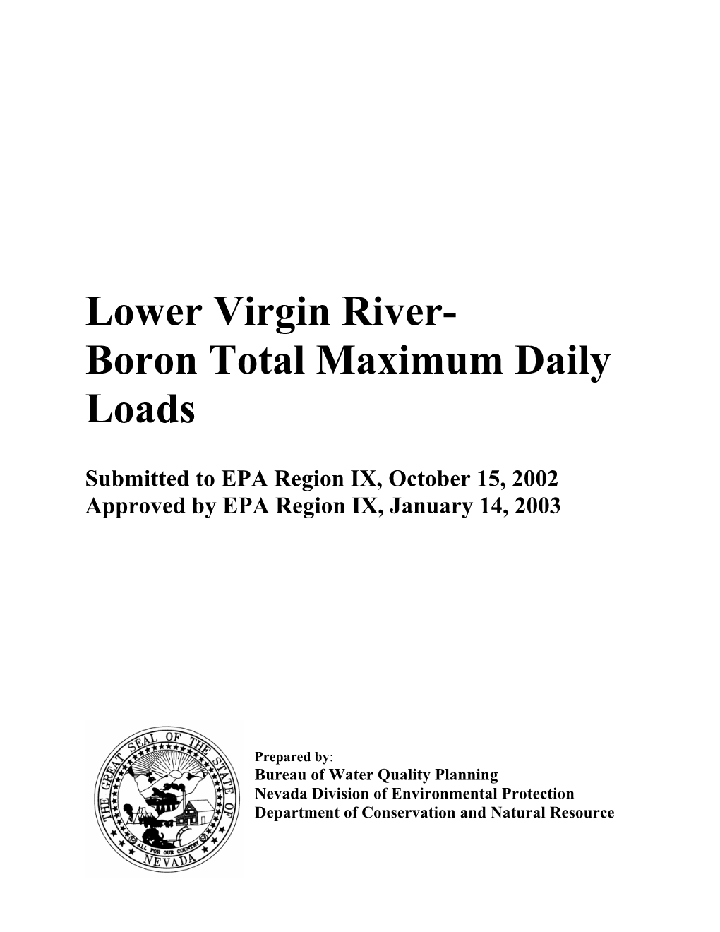 Lower Virgin River- Boron Total Maximum Daily Loads