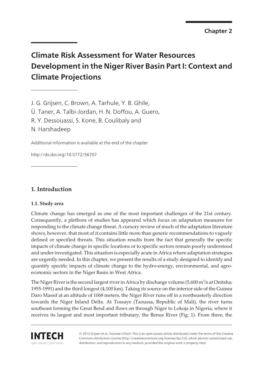 Climate Risk Assessment for Water Resources Development in the Niger River Basin Part I: Context and Climate Projections