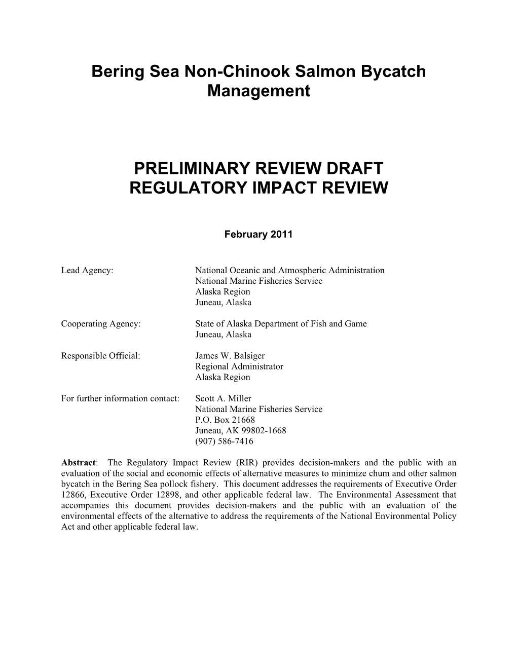 Bering Sea Non-Chinook Salmon Bycatch Management