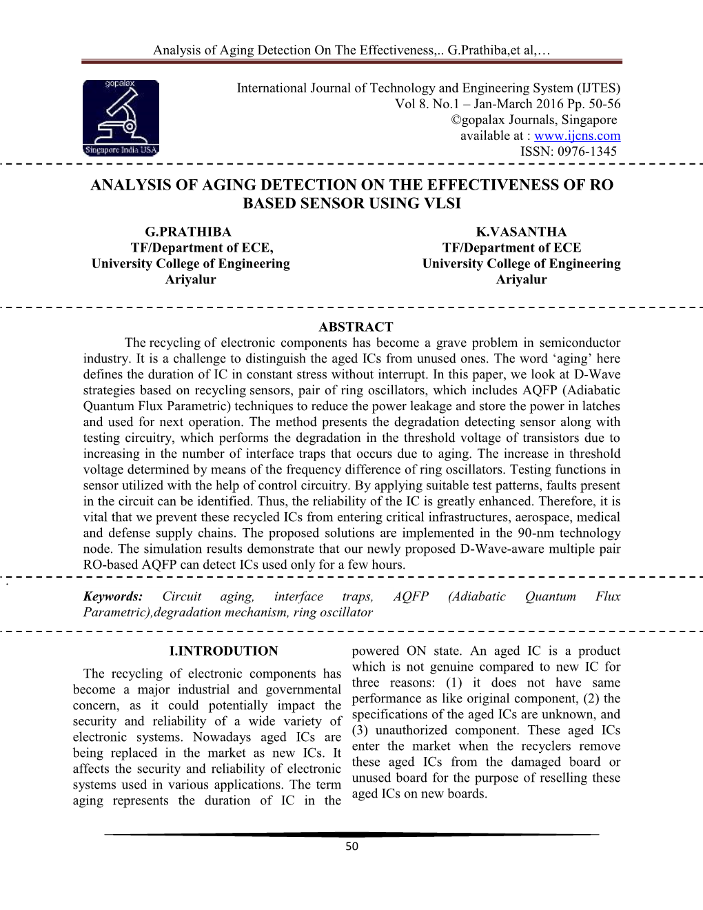 Analysis of Aging Detection on the Effectiveness,.. G.Prathiba,Et Al,…