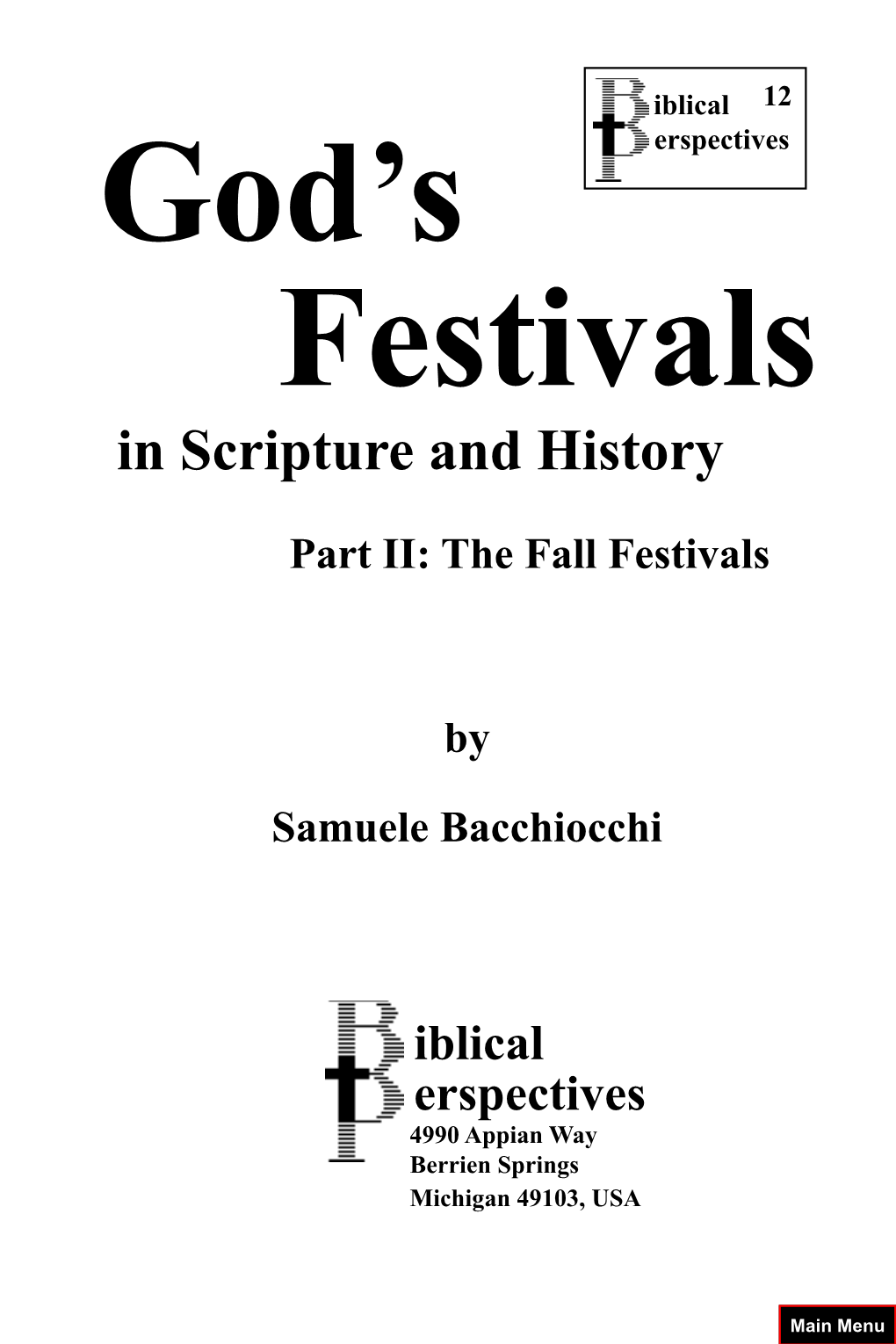 God's Festivals in Scripture and History