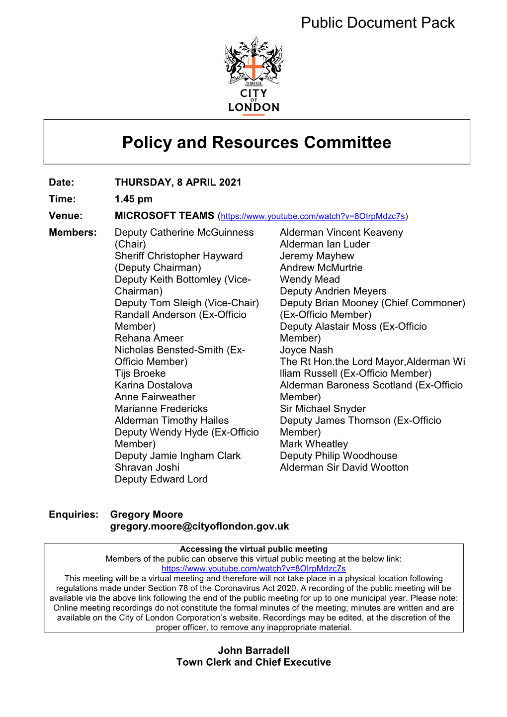 (Public Pack)Agenda Document for Policy and Resources Committee, 08/04/2021 13:45