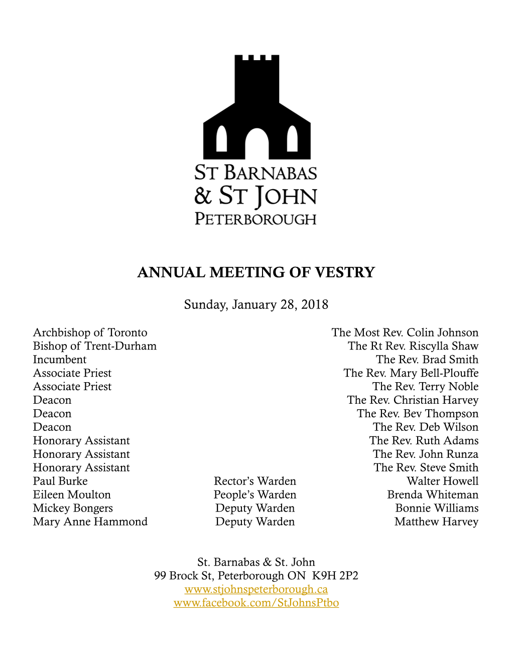 Annual Meeting of Vestry