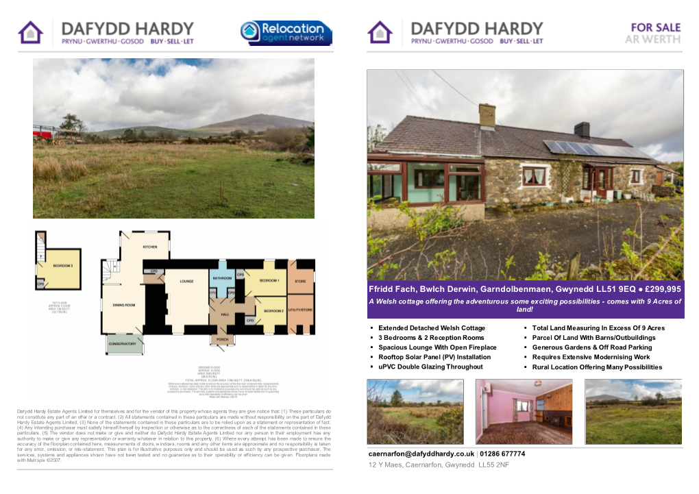 Ffridd Fach, Bwlch Derwin, Garndolbenmaen, Gwynedd LL51 9EQ £299,995