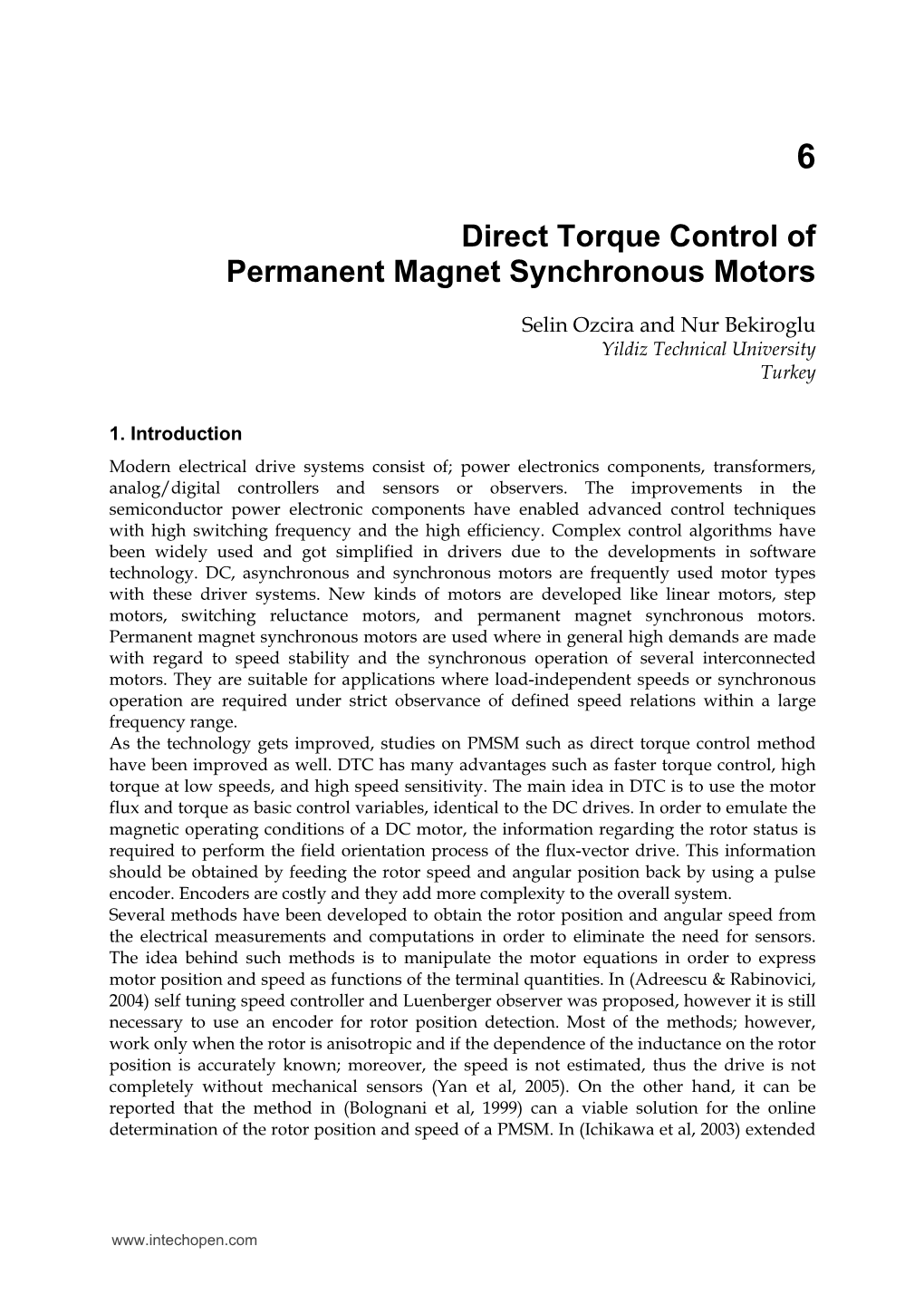 Direct Torque Control of Permanent Magnet Synchronous Motors