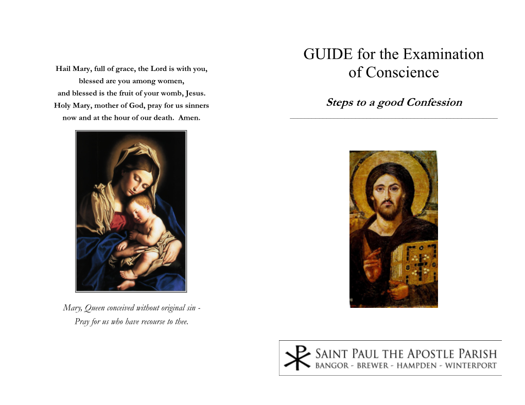 GUIDE for the Examination of Conscience