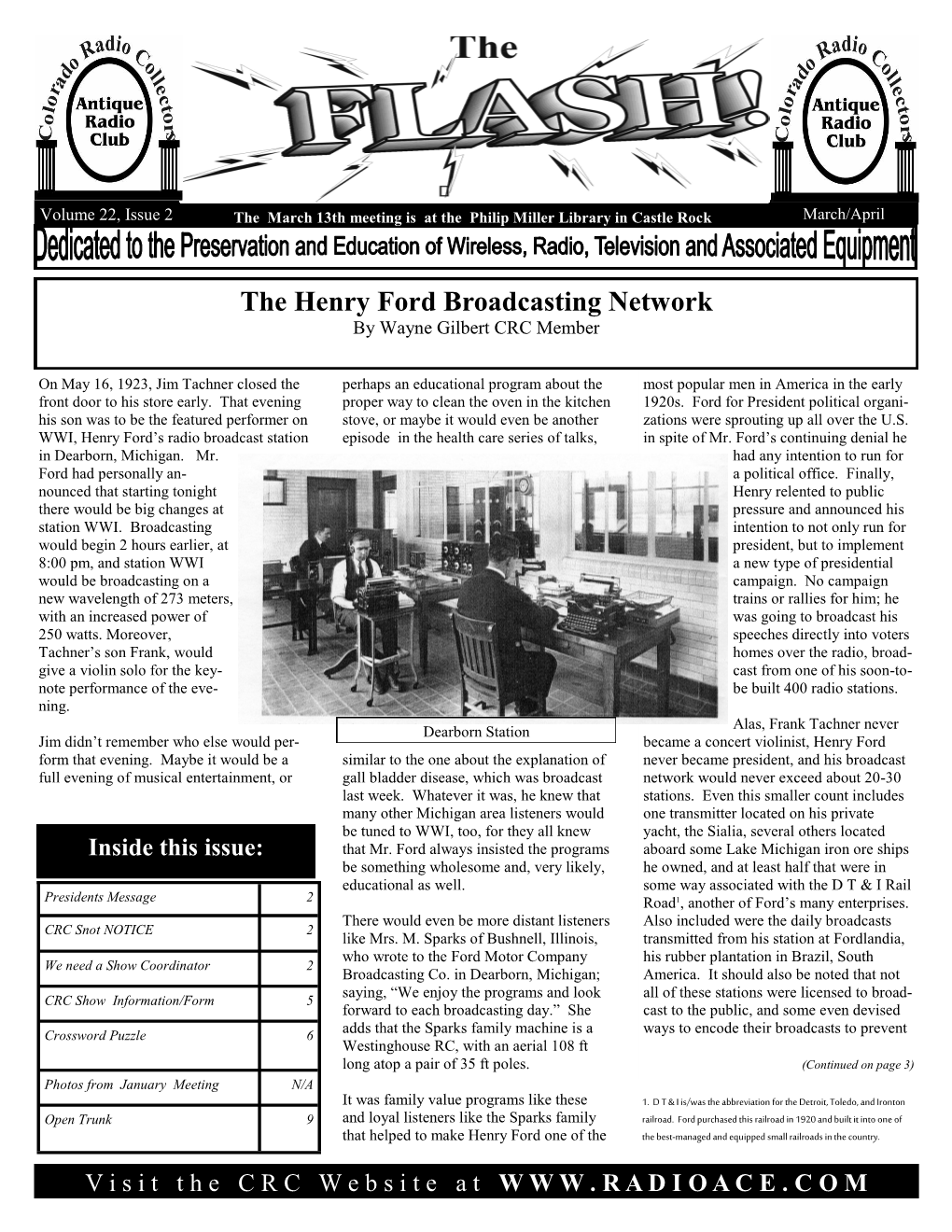 The Henry Ford Broadcasting Network by Wayne Gilbert CRC Member