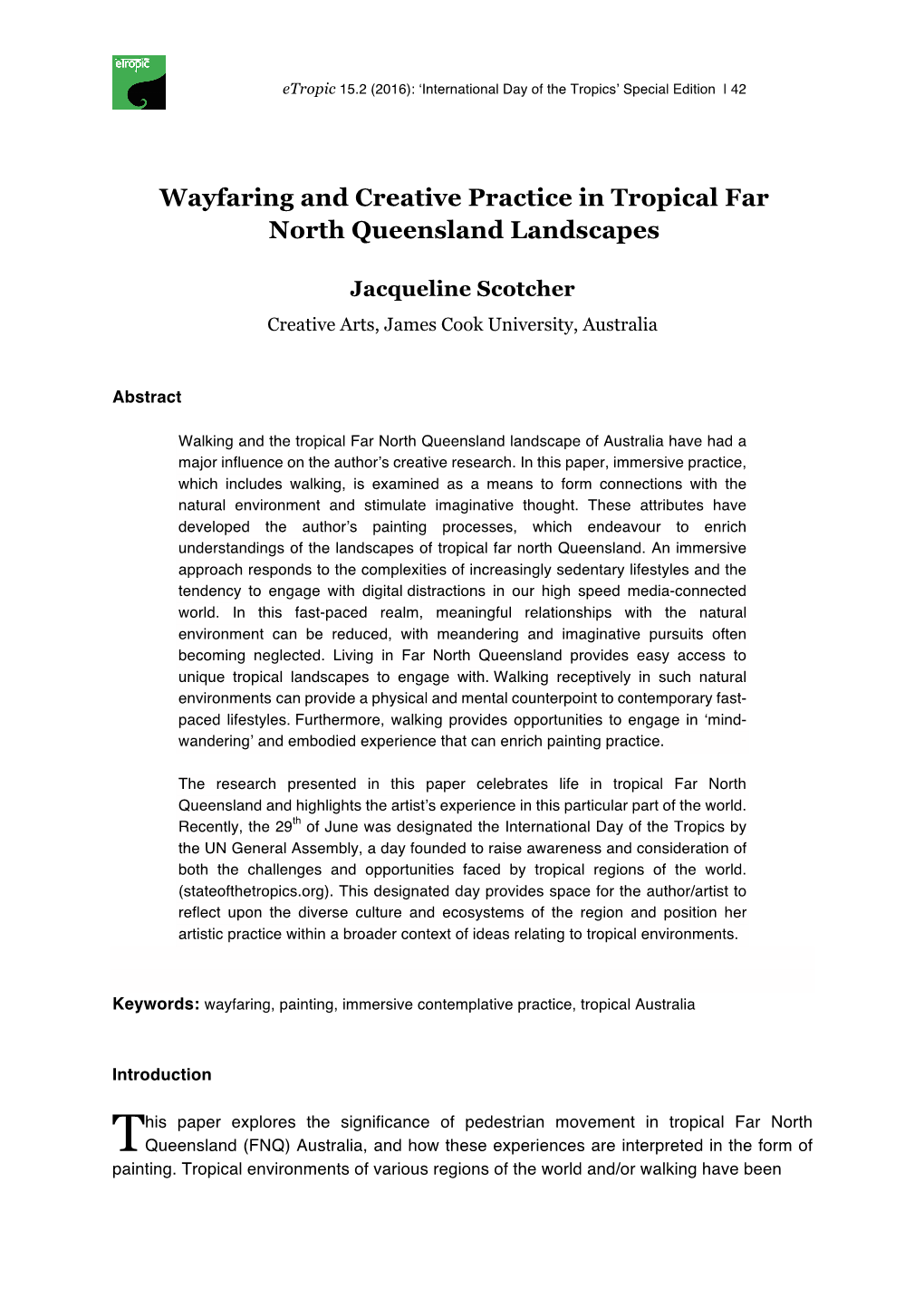 Wayfaring and Creative Practice in Tropical Far North Queensland Landscapes