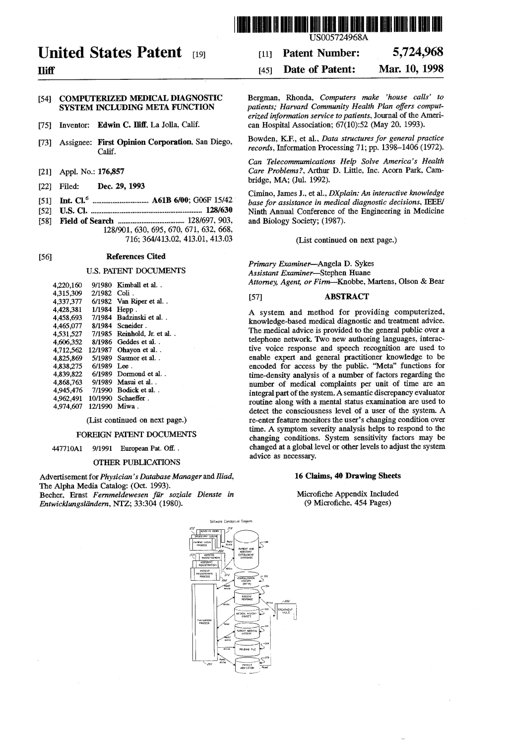 United States Patent (19) 11 Patent Number: 5,724.968 Liff 45 Date of Patent: Mar