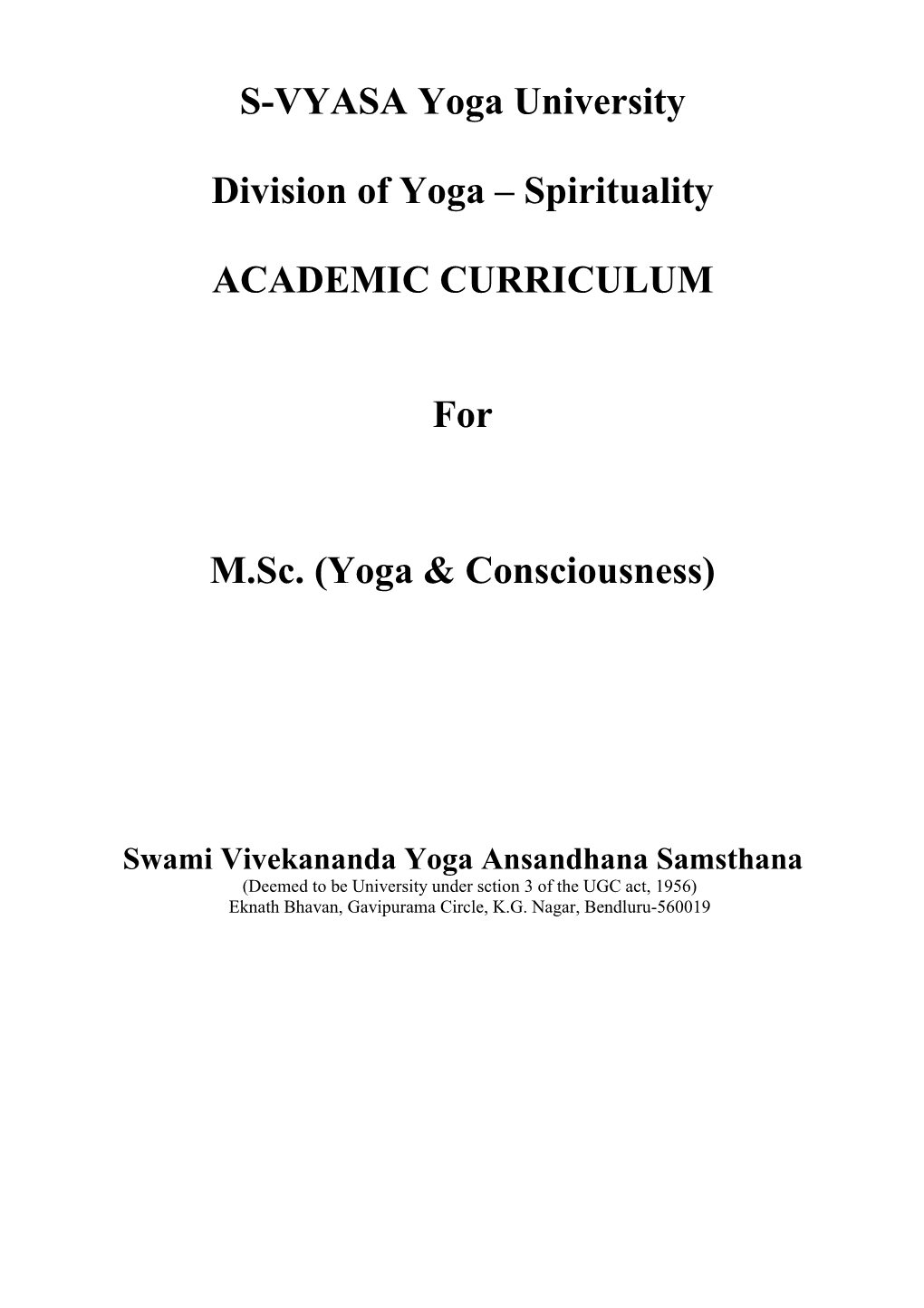 Msc Yoga and Consciousness 2017