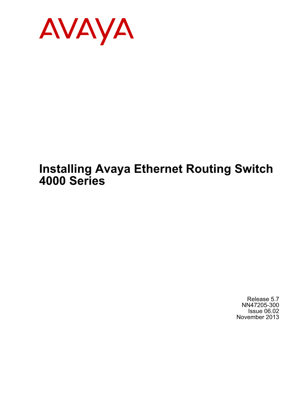 Installing Avaya Ethernet Routing Switch 4000 Series