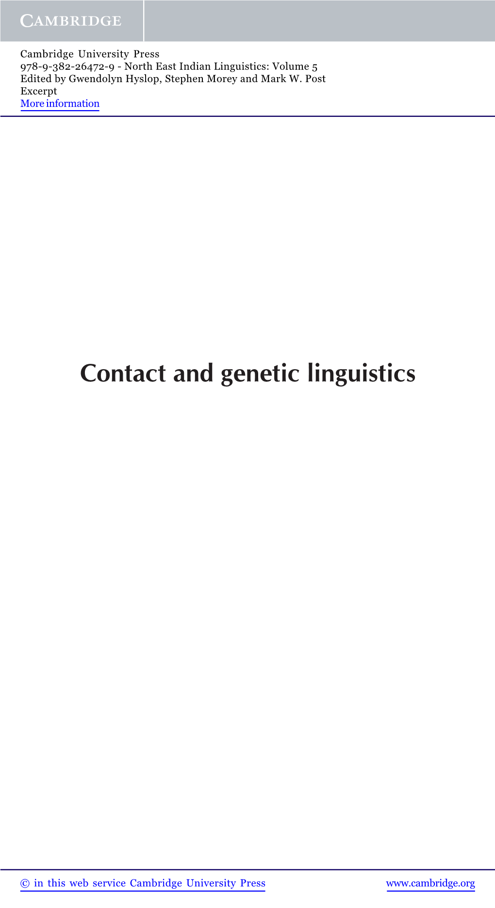 Contact and Genetic Linguistics