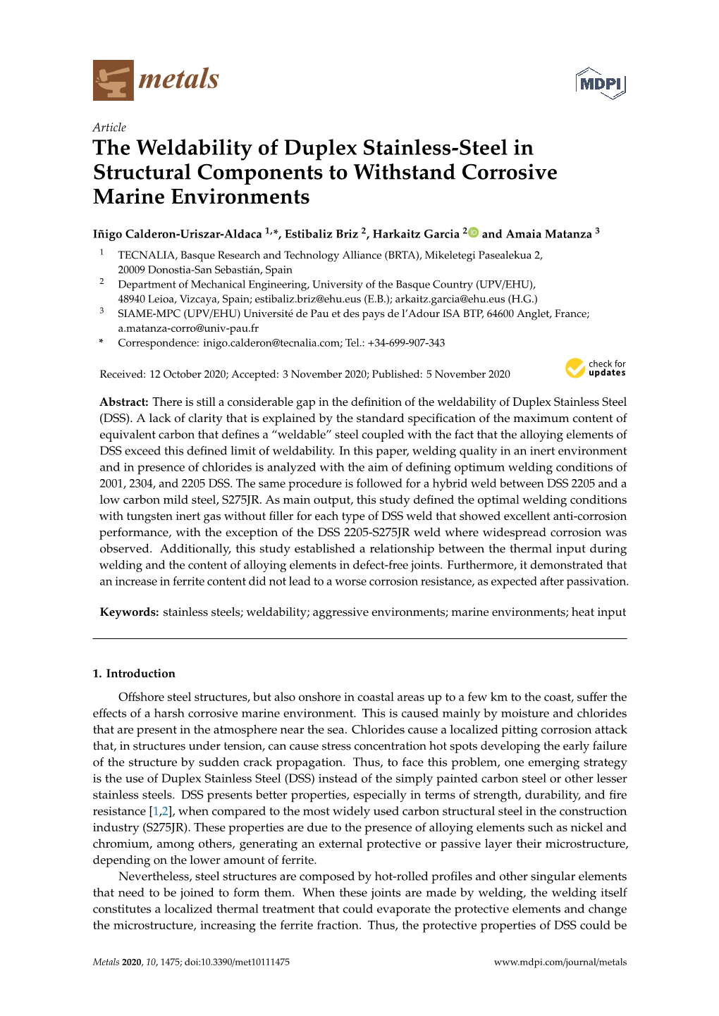 The Weldability of Duplex Stainless-Steel in Structural Components to Withstand Corrosive Marine Environments