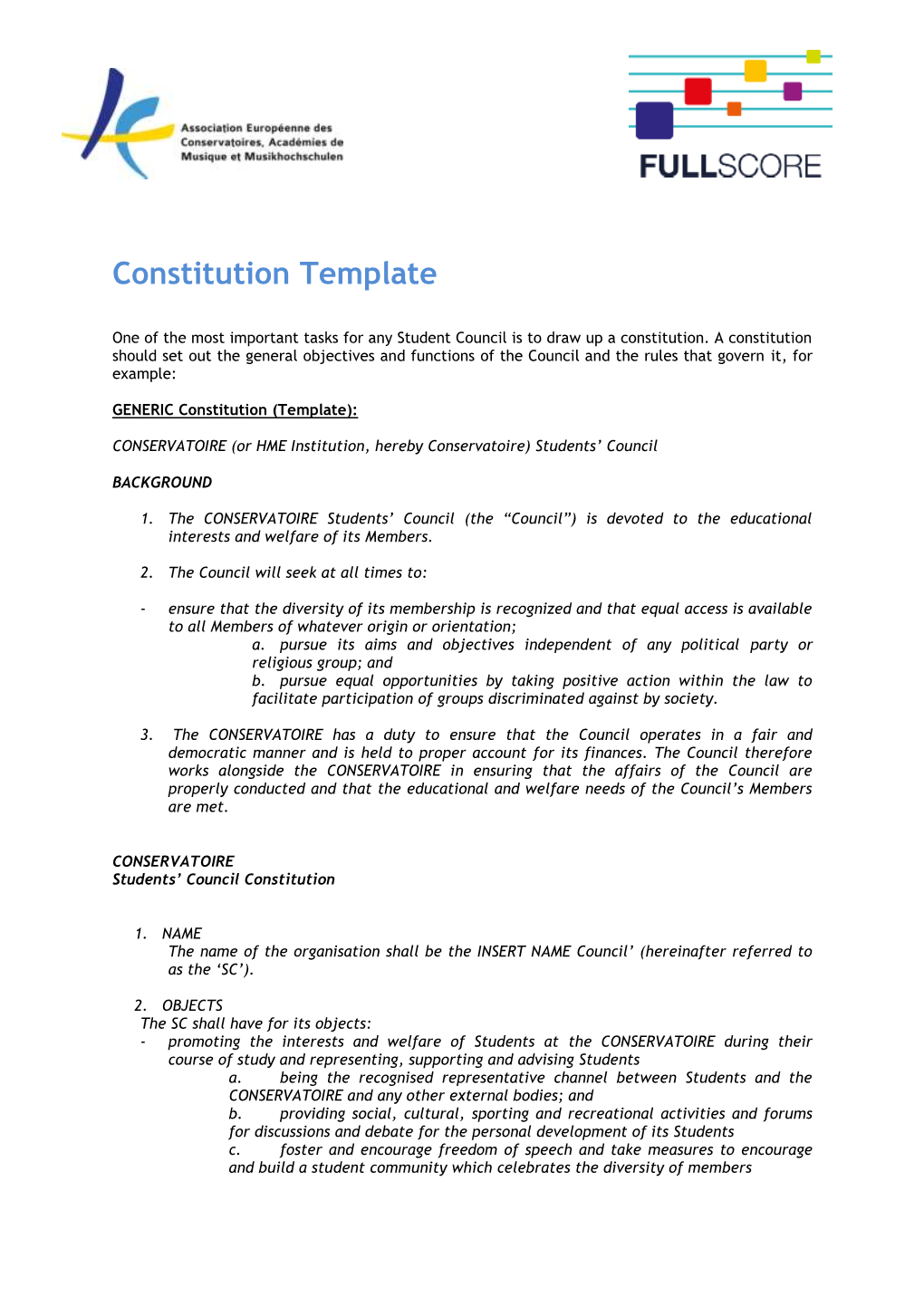 Constitution Template