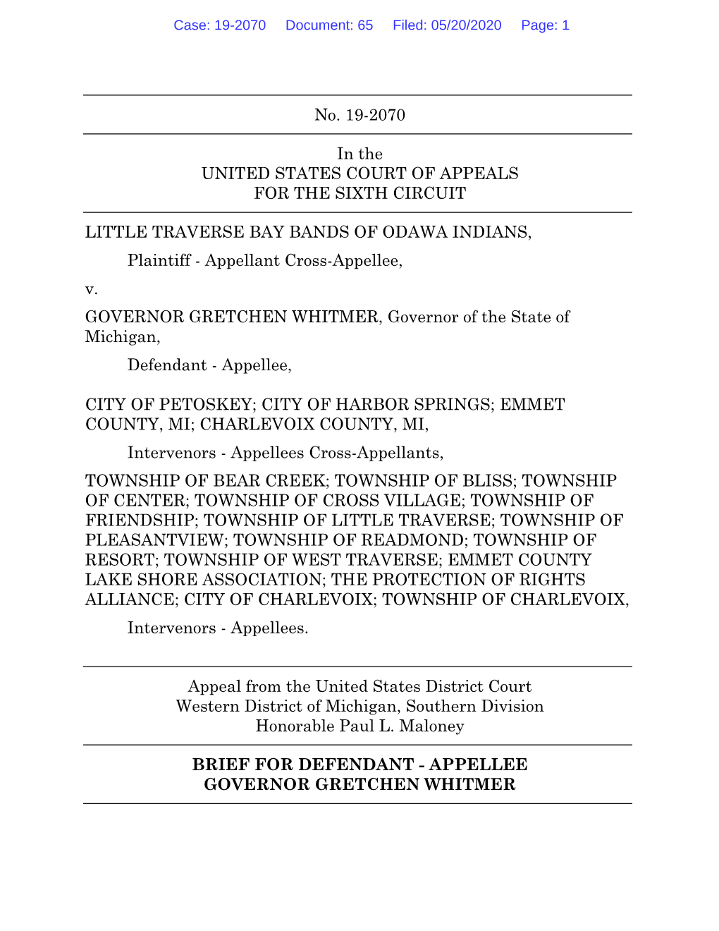 No. 19-2070 in the UNITED STATES COURT of APPEALS