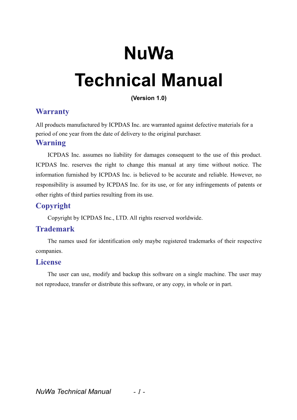 Nuwa User S Manual