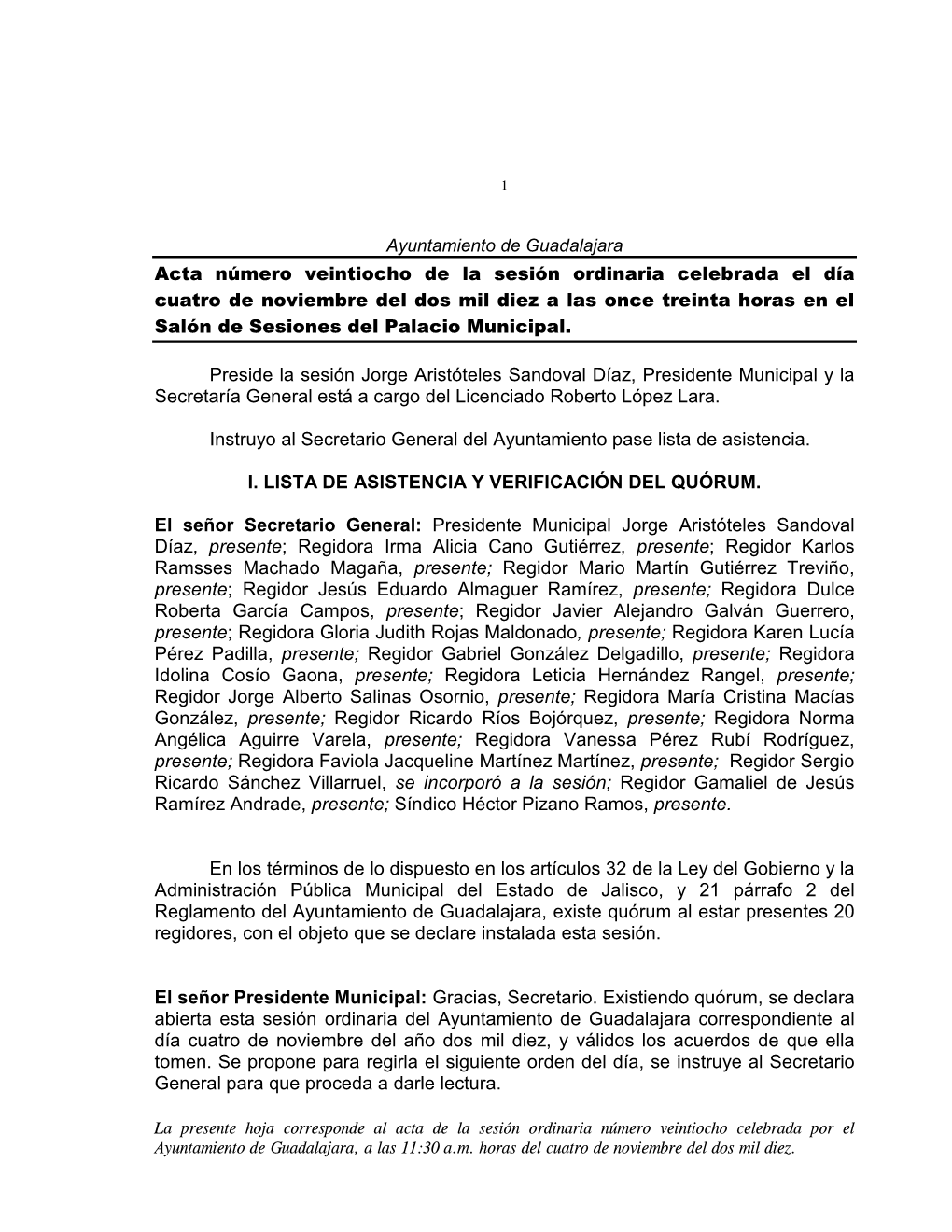 Ayuntamiento De Guadalajara Acta Número Veintiocho De La Sesión