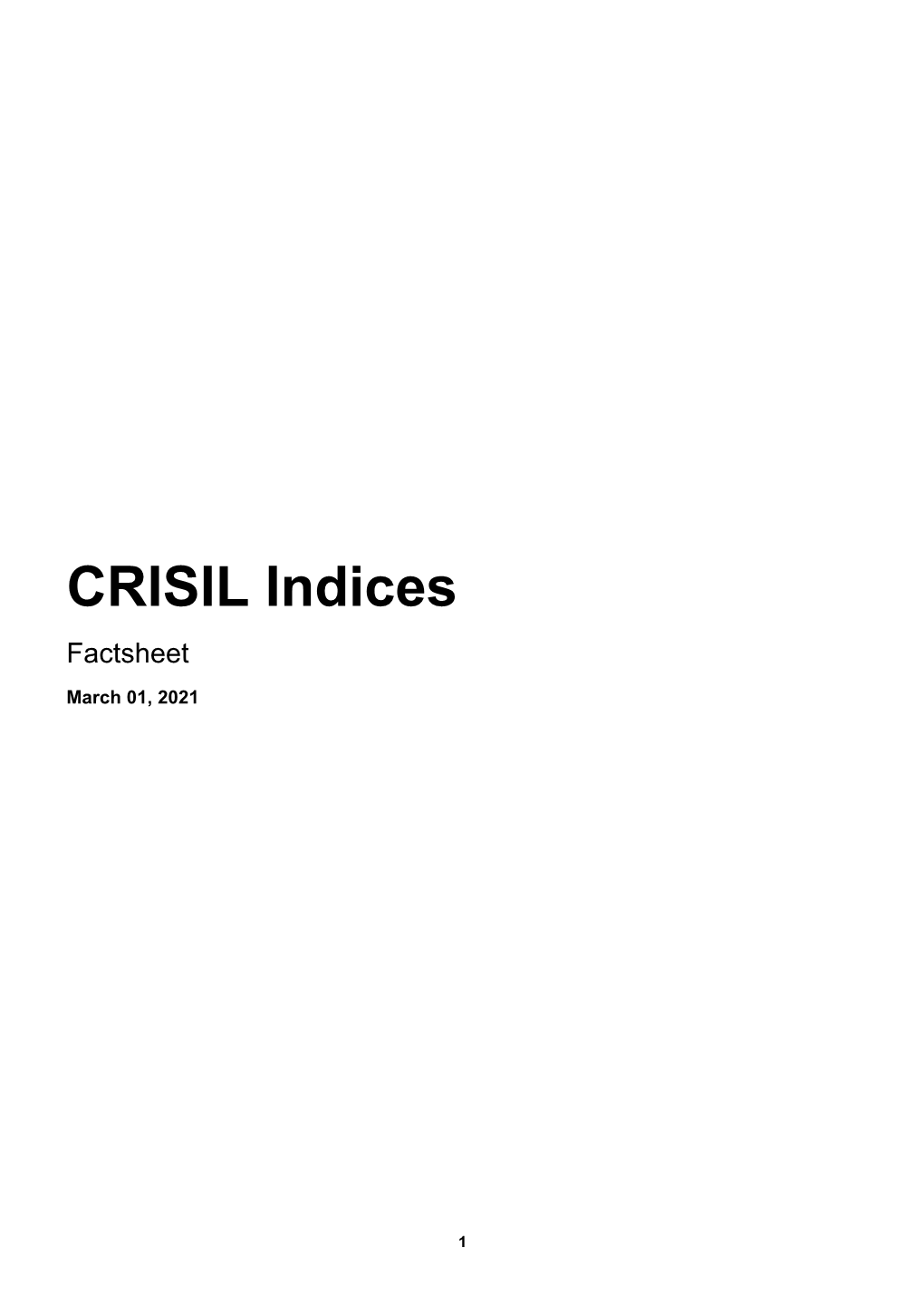 CRISIL Indices Factsheet March 01 2021