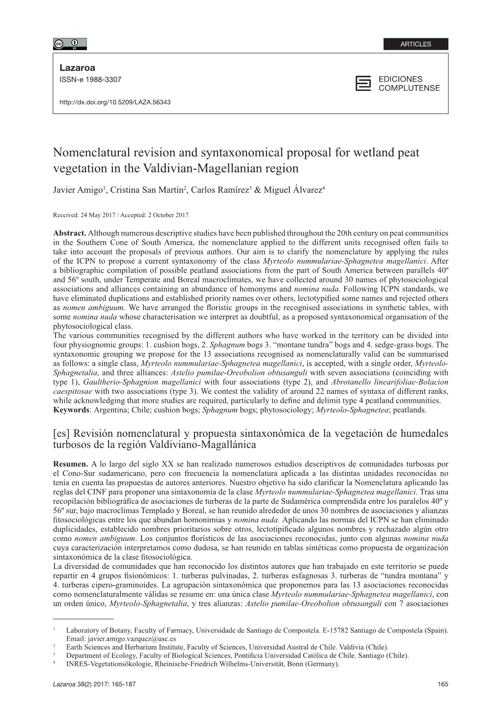 Nomenclatural Revision and Syntaxonomical Proposal for Wetland Peat Vegetation in the Valdivian-Magellanian Region