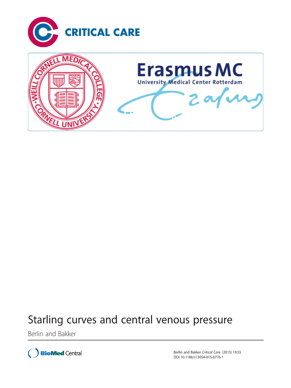 Starling Curves and Central Venous Pressure Berlin and Bakker