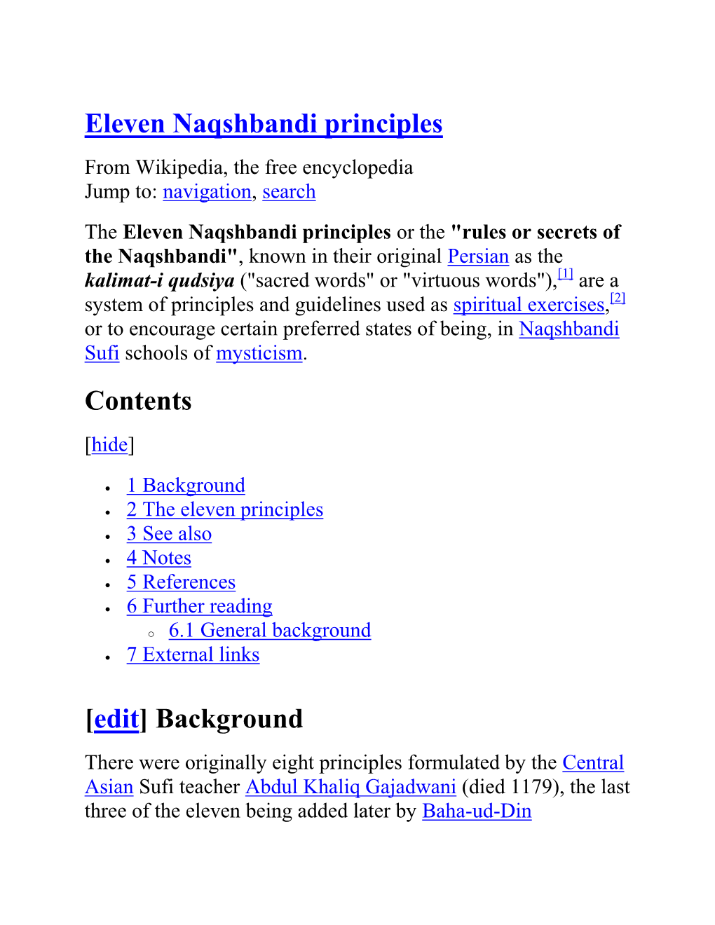 Eleven Naqshbandi Principles