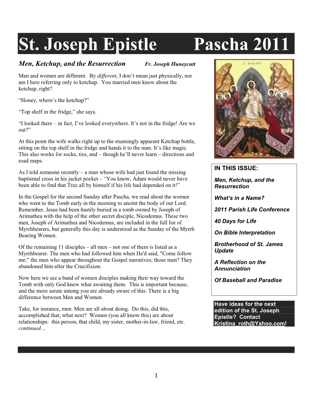 St. Joseph Epistle Pascha 2011